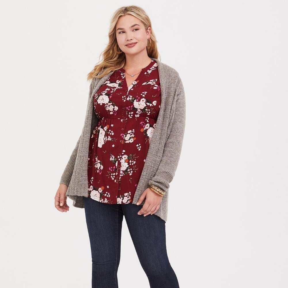 Emma Babydoll Challis Button-Front Tunic 4X